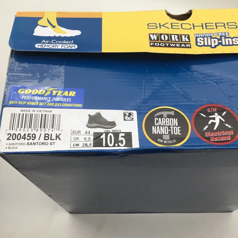 Skechers Work Slip-ins Santoro ST Carbon Nano-Toe Work Boots Black Size 10.5 NEW